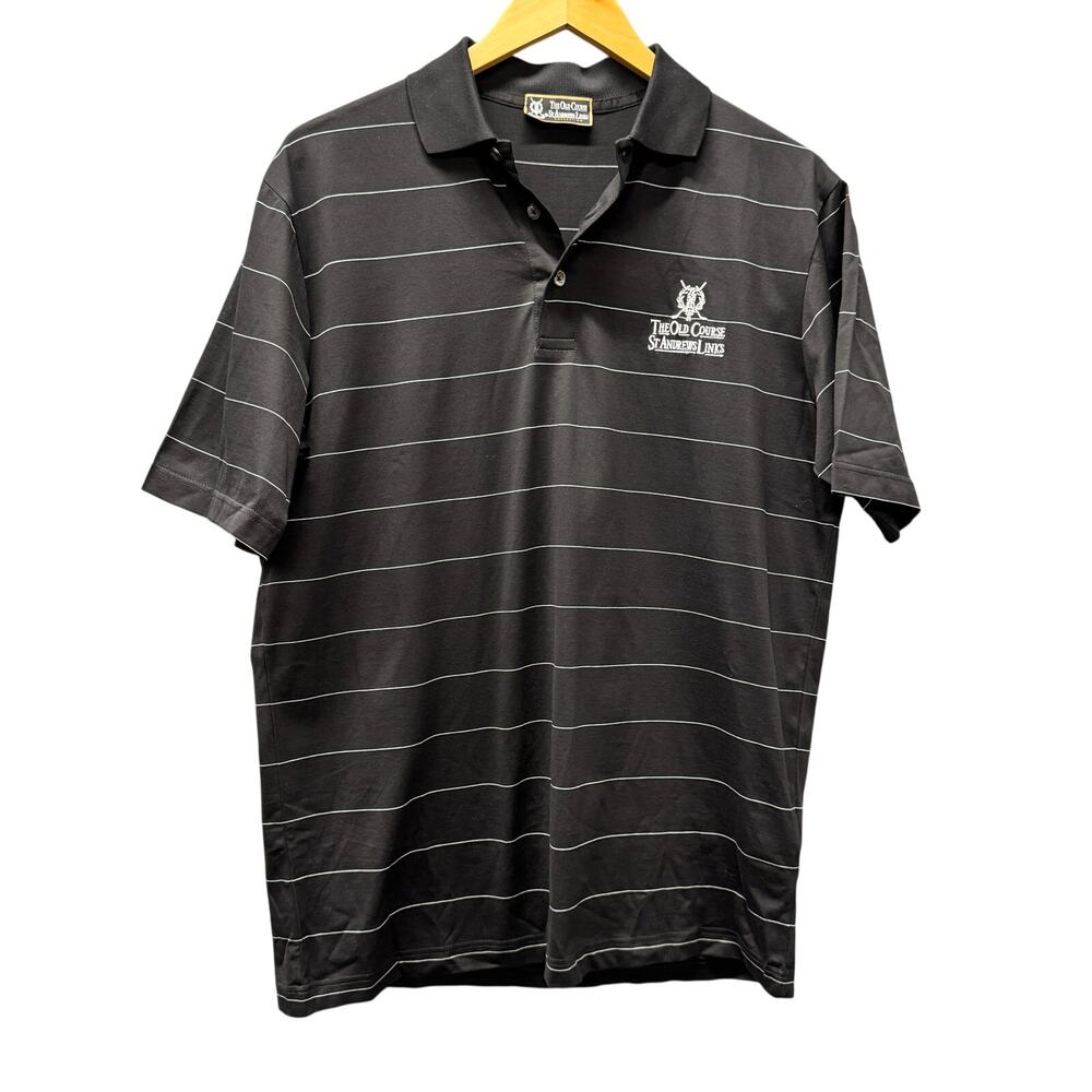 St Andrews Links Polo Shirt‎ THE OLD COURSE Black Stripe Golf Top Mens Small